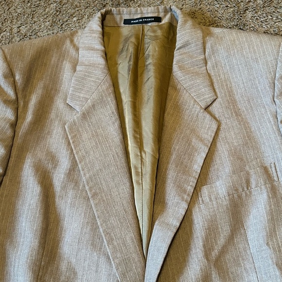 Vintage Yves Saint Laurent Men’s Button Front Tweed Suit Blazer Jacket Sz 42 Tan - Picture 5 of 15
